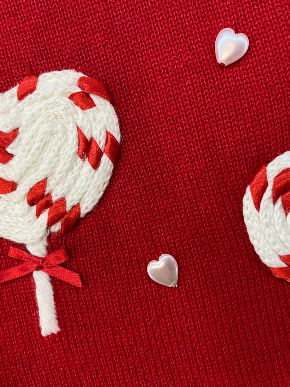 NEW! Vintage Michael Simon Cardigan M • Heart Lollipop Red • 2000 • Art To Wear - Picture 2 of 10